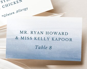Watercolor Wedding Place Card Template / Escort Cards / Seating Assignment