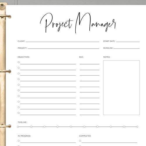 Project Tracker Task Manager Organizer / Planner / Log Etsy