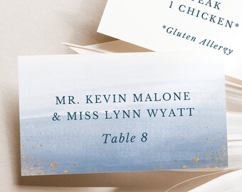 Watercolor Sand Wedding Place Card Template / Escort Cards / Seating Assignment