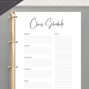 Minimalist Class Schedule Weekly Planner Printable