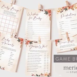 Baby Shower Game Bundle / Boho Autumn Baby Shower Games / Little Pumpkin on the Way
