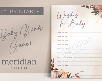 Wishes for Baby / Boho Autumn Baby Shower Game / Baby Shower Notes / Little Pumpkin on the Way