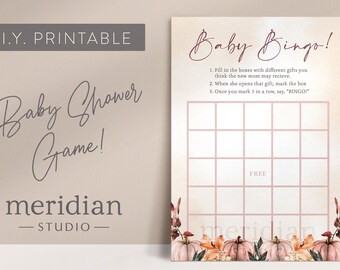 Pumpkin Baby Bingo / Autumn Baby Shower / Little Pumpkin on the Way / Baby Shower Bingo