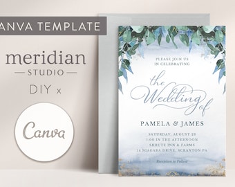 Watercolor Eucalyptus Wedding Invitation Template