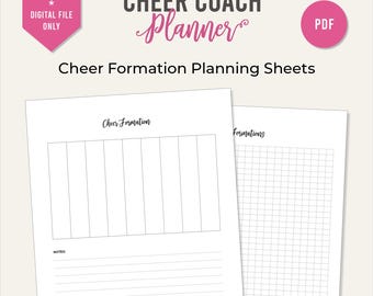 Cheer Formation worksheets, Cheer Routine Planner, Coaching Binder, Cheerleading Game Day Formation, Template Worksheet