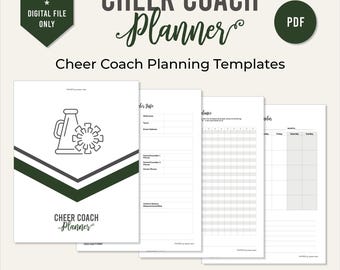 Cheer Coach Planner, Cheer Routine Planner, Coaching Binder, Cheerleading Game Day Formation, Template Worksheet, 8-count, Green