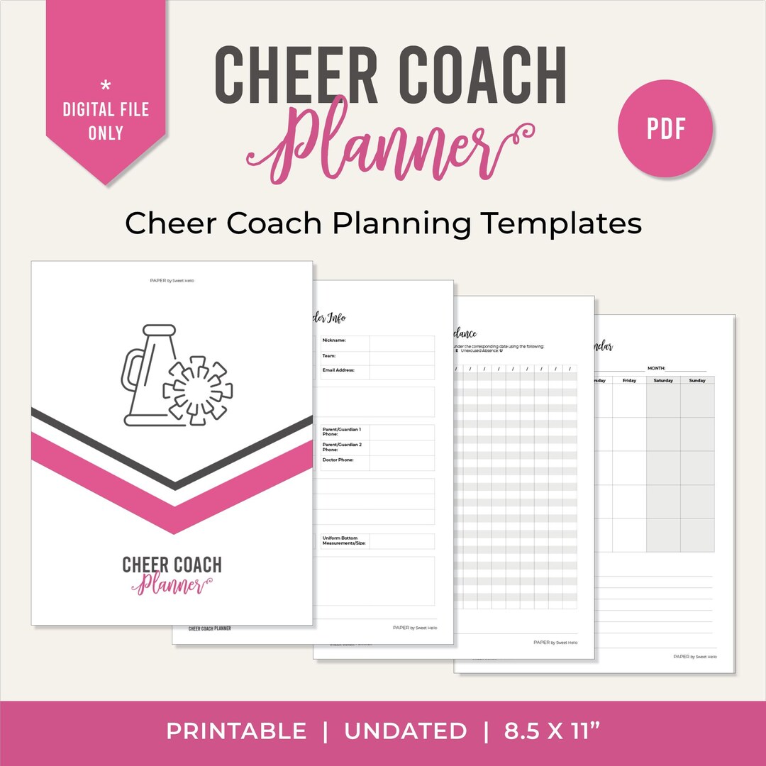 Cheer Coach Planner, Cheer Routine Planner, Coaching Binder ...
