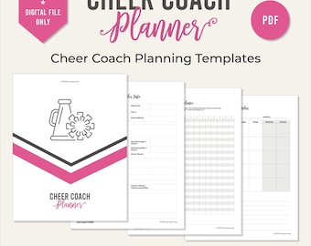 Cheer Coach Planner, Cheer Routine Planner, Coaching Binder, Cheerleading Game Day Formation, Template Worksheet, 8-count, Pink, PDF