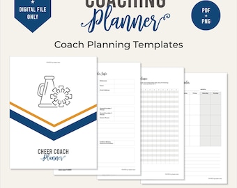 Cheer Coach Planner, Cheer Routine Planner, Coaching Binder, Cheerleading Game Day Formation, Template Worksheet, 8-count,Blue, PDF