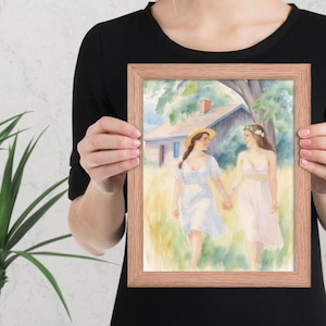 Ritratto di matrimonio LGBTQ+ incorniciato - Illustrazione di coppia acquerello personalizzata - Regalo di matrimonio gay, regalo di anniversario, arte personalizzata