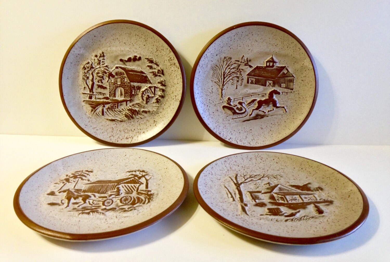Vintage Goss Pottery Vermont Onion River Pottery Set of 4 Etsy