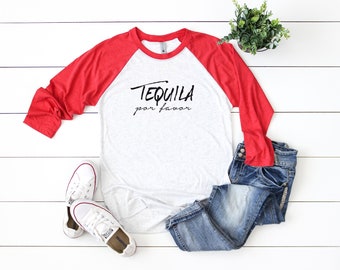 Cinco De Mayo Shirt. Tequila Por Favor Shirt. Super Soft and Comfy, Triblend Baseball Tee. Margarita Shirt. Tequila Shirt. Fiesta.