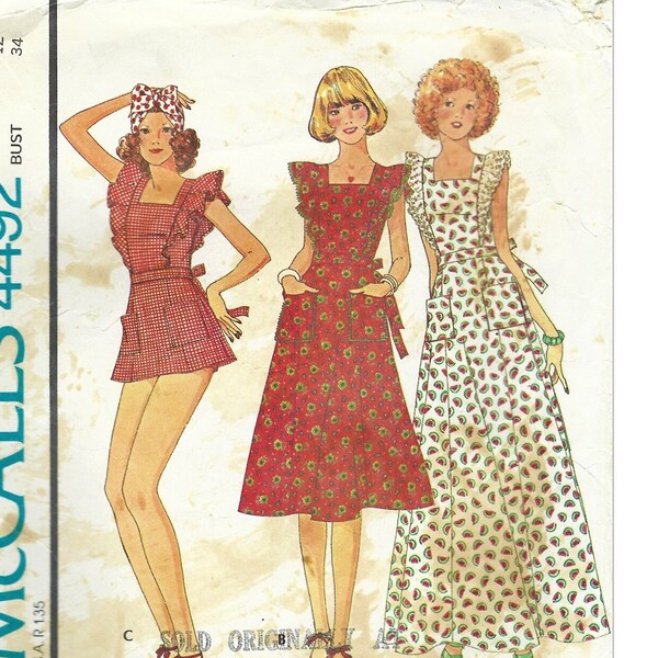 Vintage 1970s McCalls 4492 Women Butterfly Sleeve Dress & Short Shorts Sewing Pattern Size 12, Misses Mini Dress