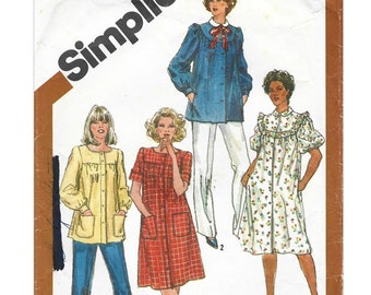 Vintage 1980s Sewing Pattern Simplicity 5320 Misses Smock Top & Dress Size 10 or 14