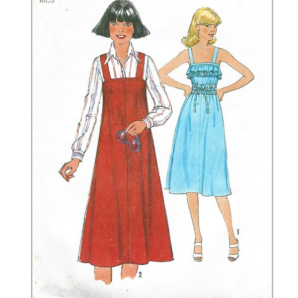 Vintage 1970s Sewing Pattern Simplicity 8073 Misses A-Line Tent Dress & Jumper Size 12 FF UNCUT