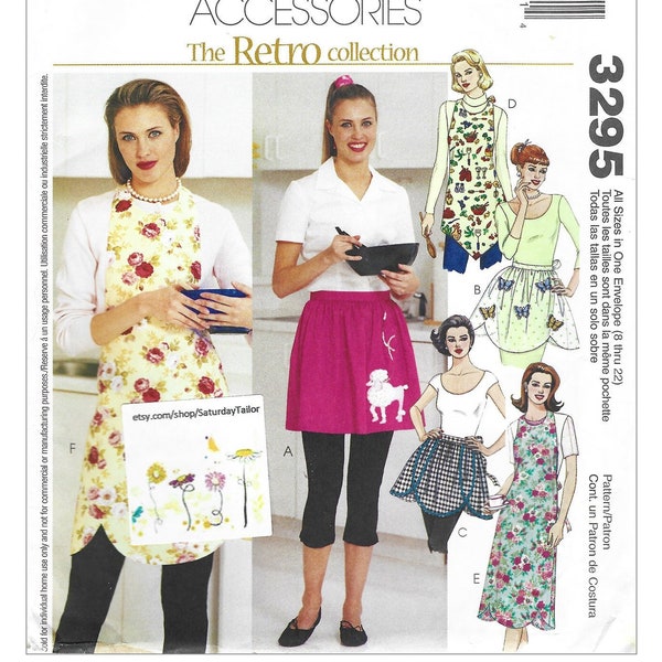 Sewing Pattern McCalls 3295 Misses Retro Bibbed & Half Apron Variations One Size FF UNCUT