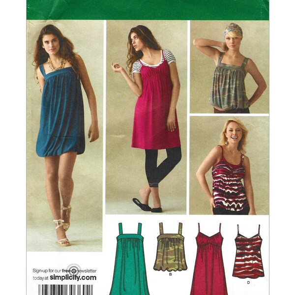 Sewing Pattern Simplicity 3882 Misses Sleeveless Knit Dress & Top Variations Size 4-12 FF UNCUT