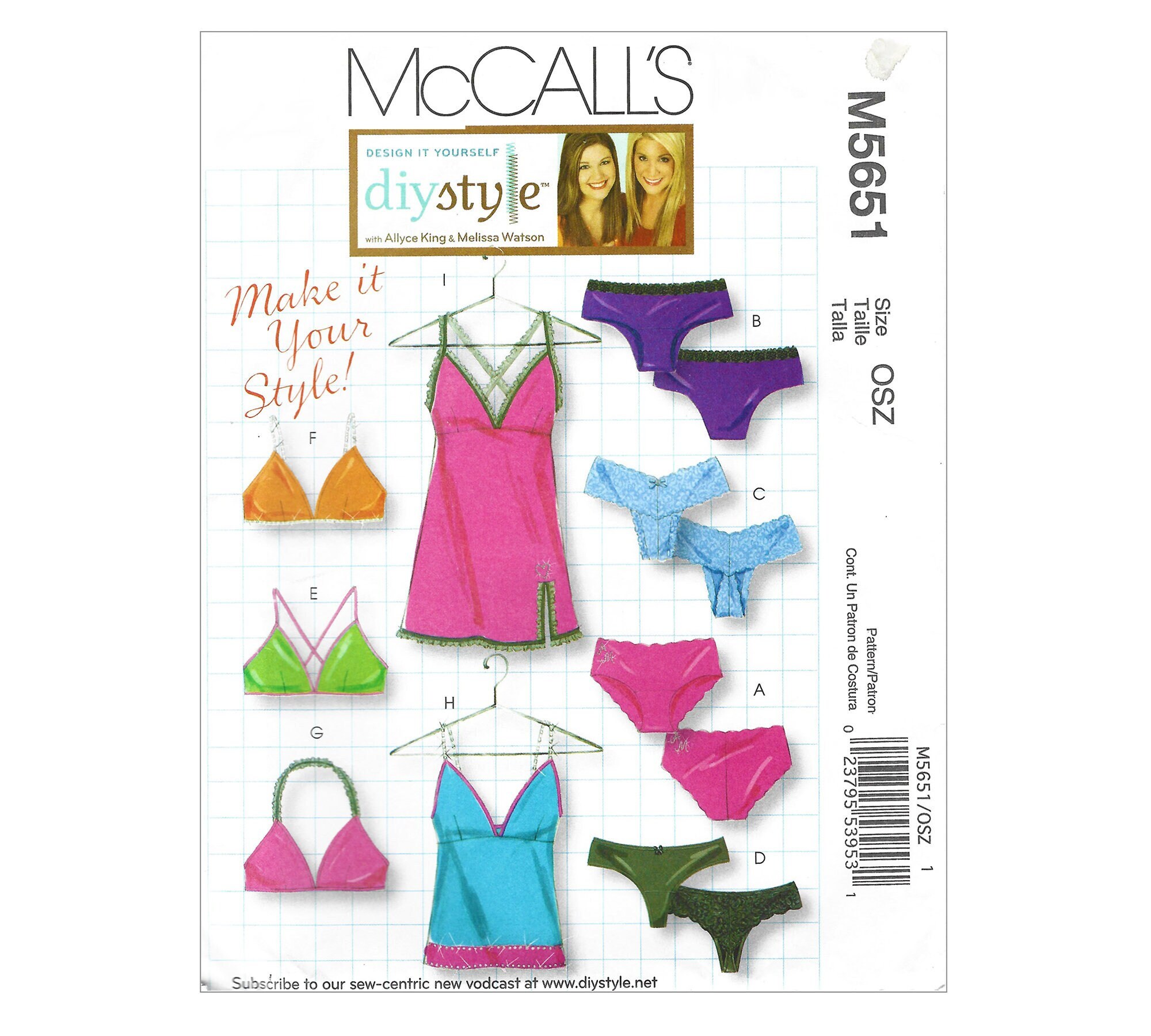 Mccalls 9176 60s Misses Lingerie Pattern Panties Slip Bra Pattern