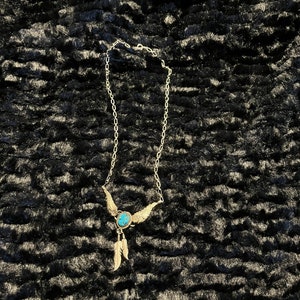 Sterling Turquoise and Feather Necklace