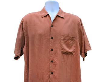 Vintage Tommy Bahama 100% silk Hawaiian beach shirt in terracotta