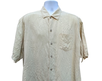 Koszula vintage Tommy Bahama 100% jedwabiu tropikalnego hawajskiego beżu