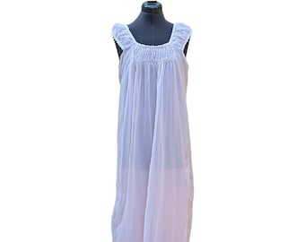 Camisola vintage de chiffon 100% nylon rosa claro dos anos 1970 com detalhes de contas