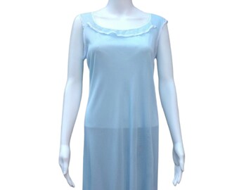 Vintage pale blue nylon and lace nightgown