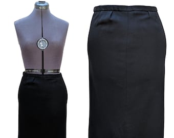 Vintage 60s black nylon pencil skirt by Gero Paris