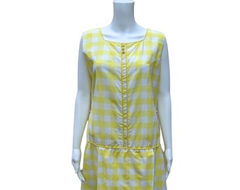 Vintage 50s or 60s yellow and white gingham pattern shorts romper