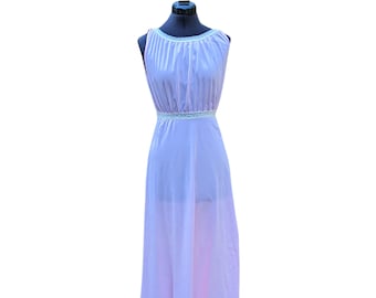Camisola vintage de chiffon 100% nylon rosa dos anos 1970 ou 80