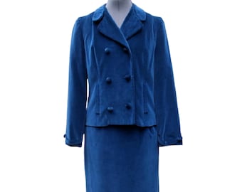 Vintage 50's or 60's royal blue velvet suit, Jackie Kennedy style suit