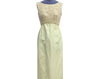 1960's Yellow Lace Bodice Empire Waist Party Dress With - Etsy