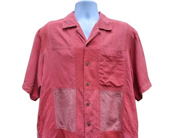 Vintage 90s Tommy Bahama watermelon pink 100% silk  shirt