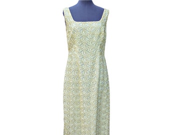 Vintage 60s yellow embroidered chiffon slip dress