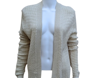 Vintage 70s beige thin wool blend sweater cardigan