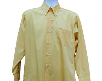 Vintage 60s ochre yellow dress shirt, 60s dress shirt, 50s or 60s men&#39;s shirt