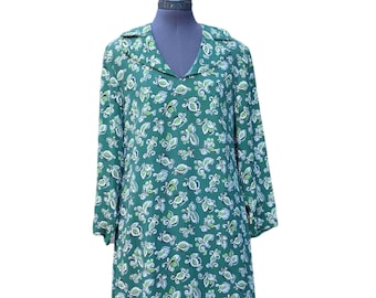 Vintage 60s green long sleeve mod mini shift dress