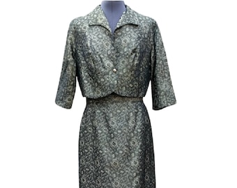 50s 60s Wiggle Skirt Suit Brocade Sz 4 6 8 M S Gold Metallic - Etsy
