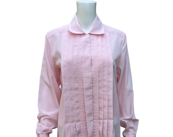 Vintage 1980s pastel pink pleated front blouse by Elite