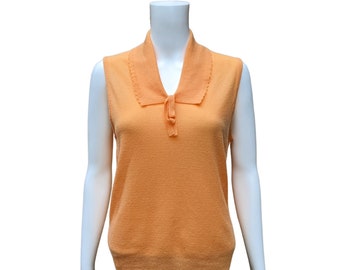 Vintage 60s orange sleeveless knit polyester blouse