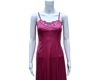 Vintage 70s dusty rose nylon and lace dress slip by Kayser