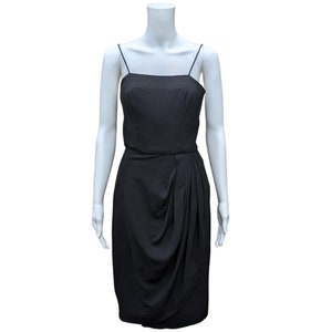 Vintage 50s or 60s black crepe spaghetti strap cocktail dress