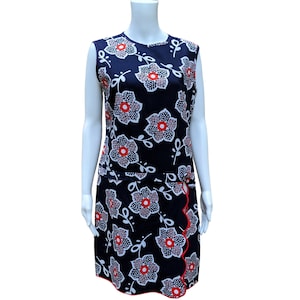 Vintage 50s or 60s navy with red and white floral pattern shorts romper