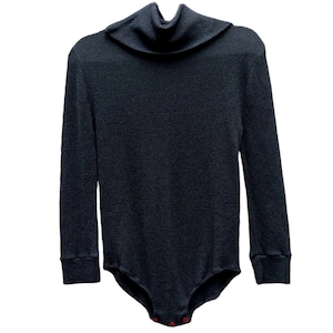Black ribbed turtleneck bodysuit top