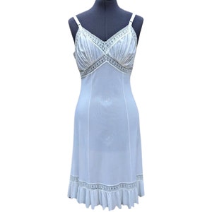 Vintage 60s white lace, nylon and chiffon accordion pleat slip, Discounted