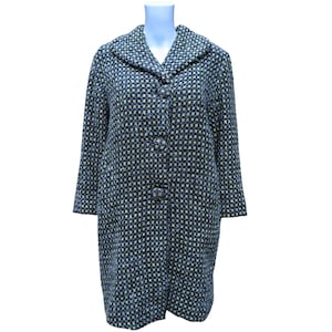 Vintage 1950s or 60s gray, yellow and black wool bouclé coat