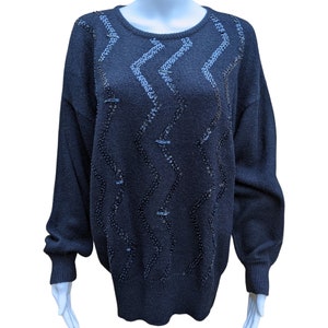 Vintage 80s black beaded and sequin acrylic sweater