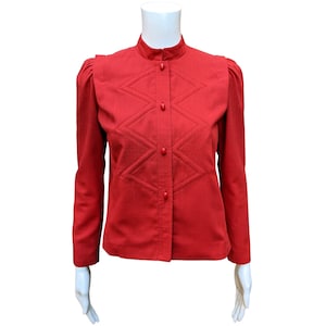 Vintage 1970 oder 80er Jahre Jacke aus Polyester mit roten Knöpfen von Leslie Fay