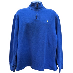 Vintage 1990s blue quarter zip 100% cotton pullover Polo by Ralph Lauren