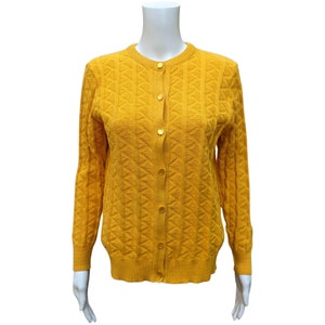 Vintage 1970s or 80s canary yellow 100% acrylic sweater cardigan